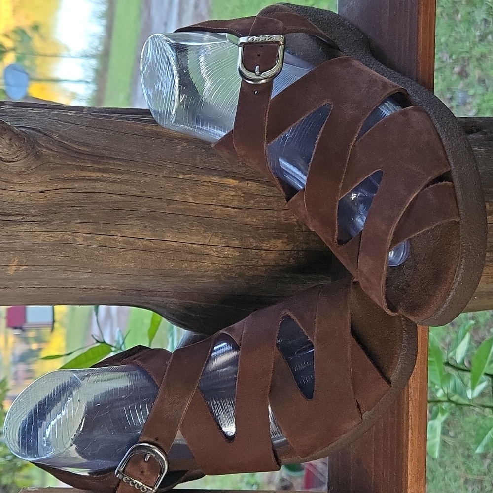 Ecco Soft Brown Nubuck Leather Strappy Sandal Size 8